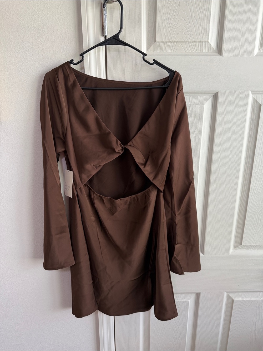 A New Day Brown Long-Sleeve Cutout Mini Dress